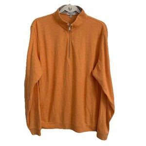 Peter Millar Crown Comfort Sweater Mens Large Orange Quarter Zip Pullover